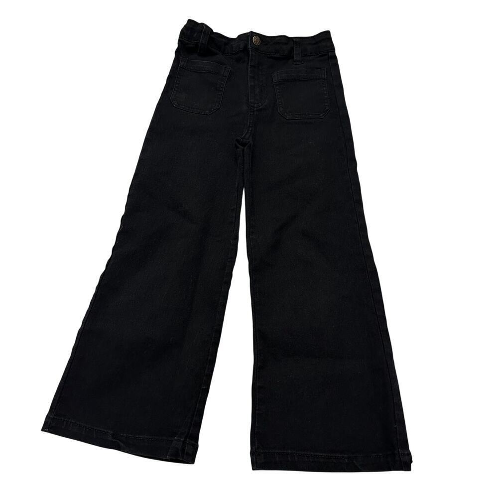 Jessica Simpson Black Wide Leg Pants sz 6 Adjustable Waist Tab Black Jeans